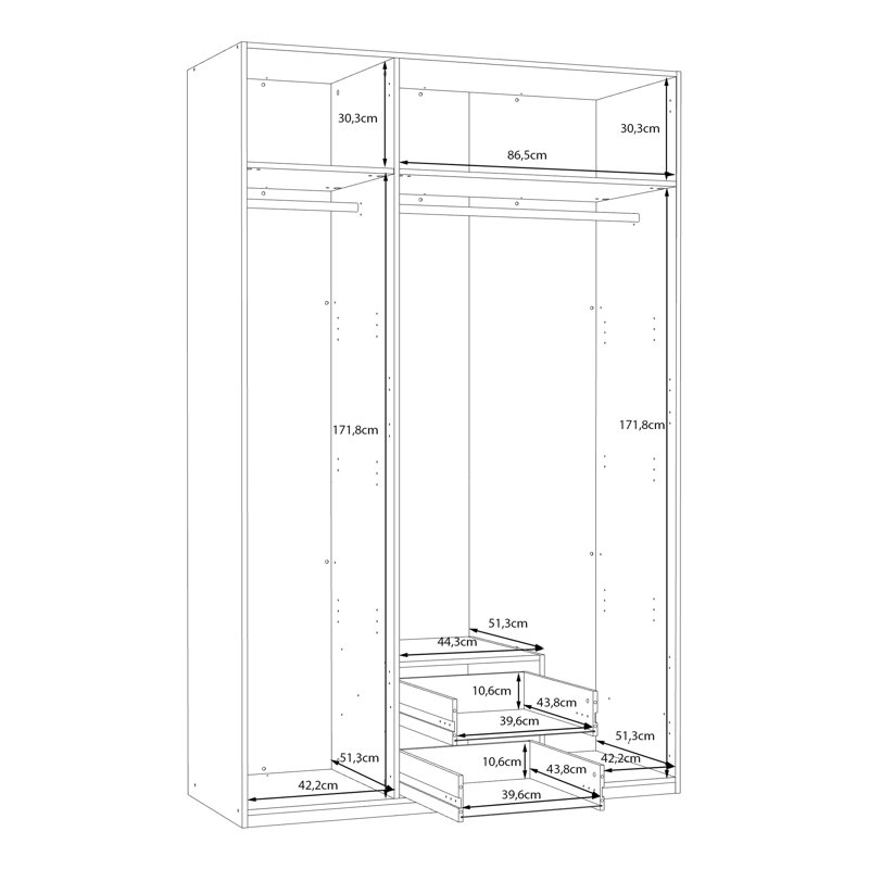 Tariah 3 Door Manufactured Wood Wardrobe