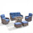 Simino 5-Piece All Weather Outdoor Wicker Patio Conversation Set With Square Fire Pit Table, Swivel Gliders And Side Table-436450004-436450007-436450001