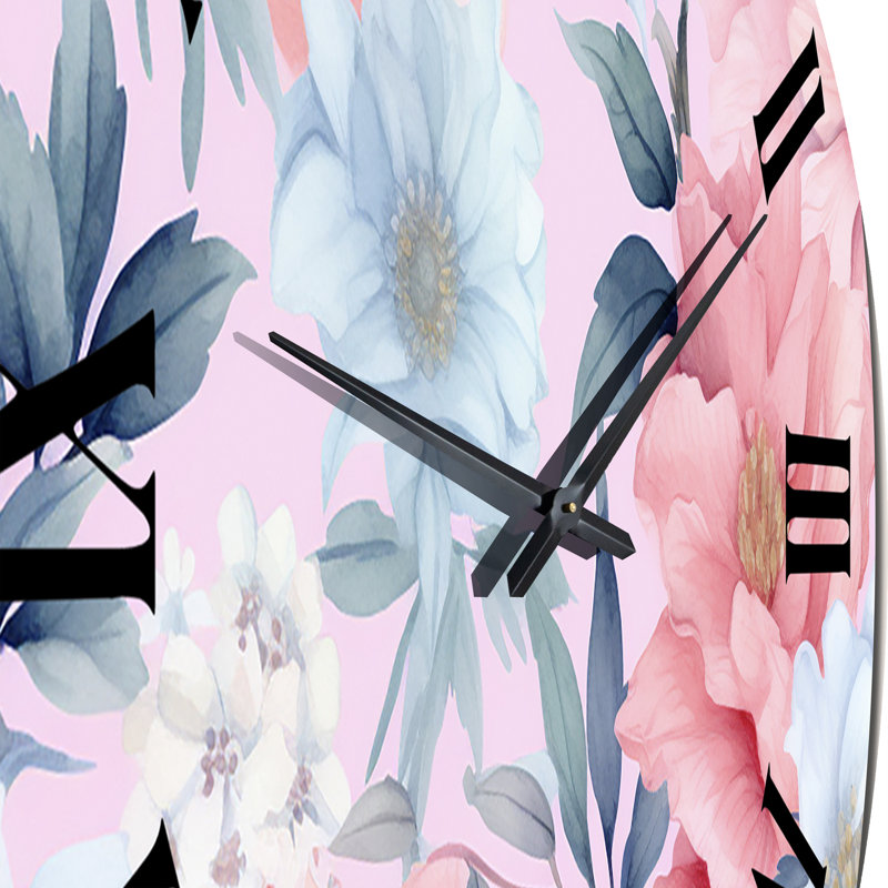 Horloge murale rose et bleu Petunia, Très grand
