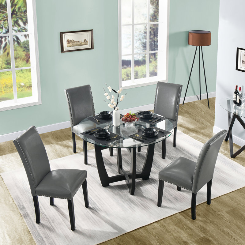 Dianca 36.5cm H Upholstered Upholstered Back Parsons Chair, Grey
