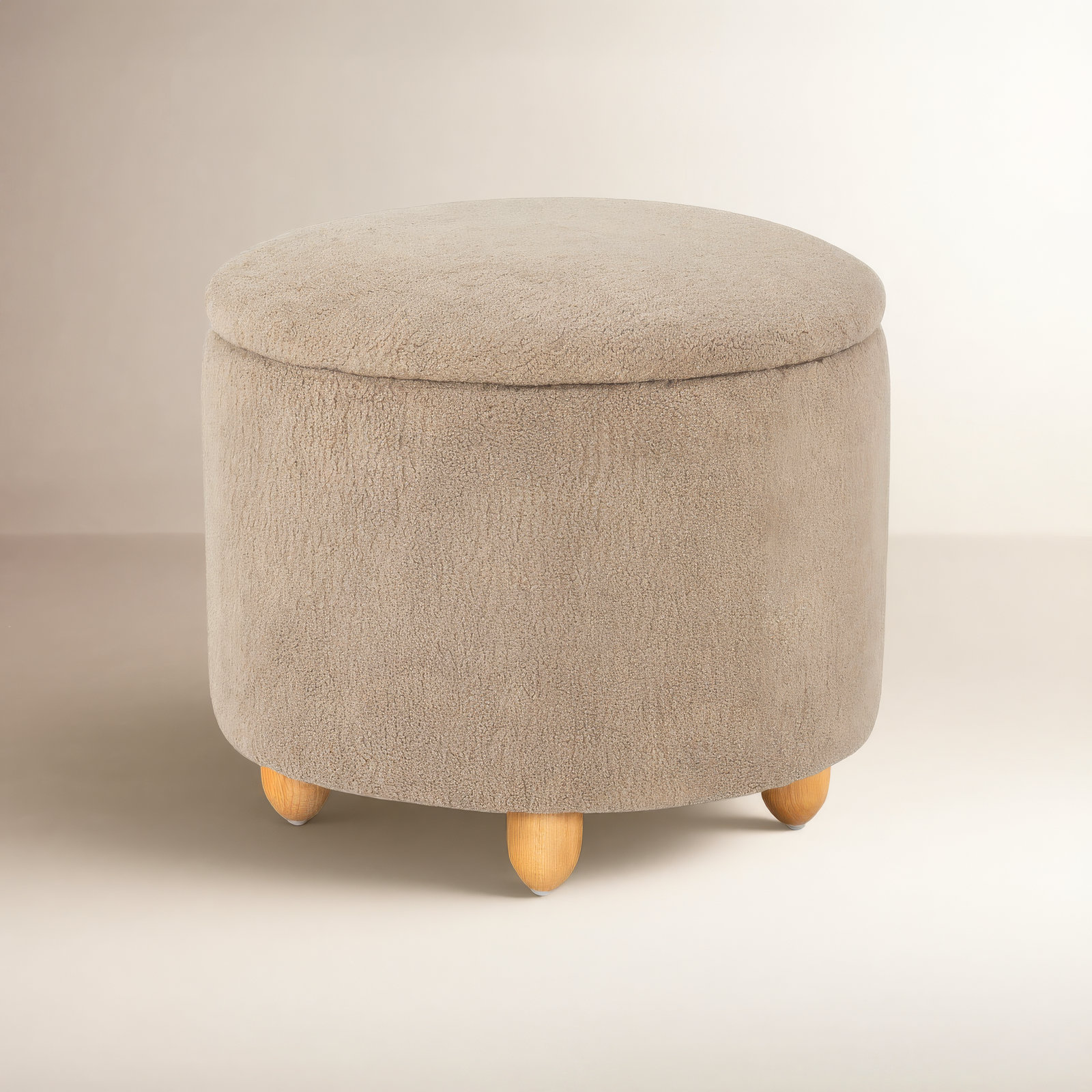 Mancora 21" Ottoman, Brown Faux Shearling