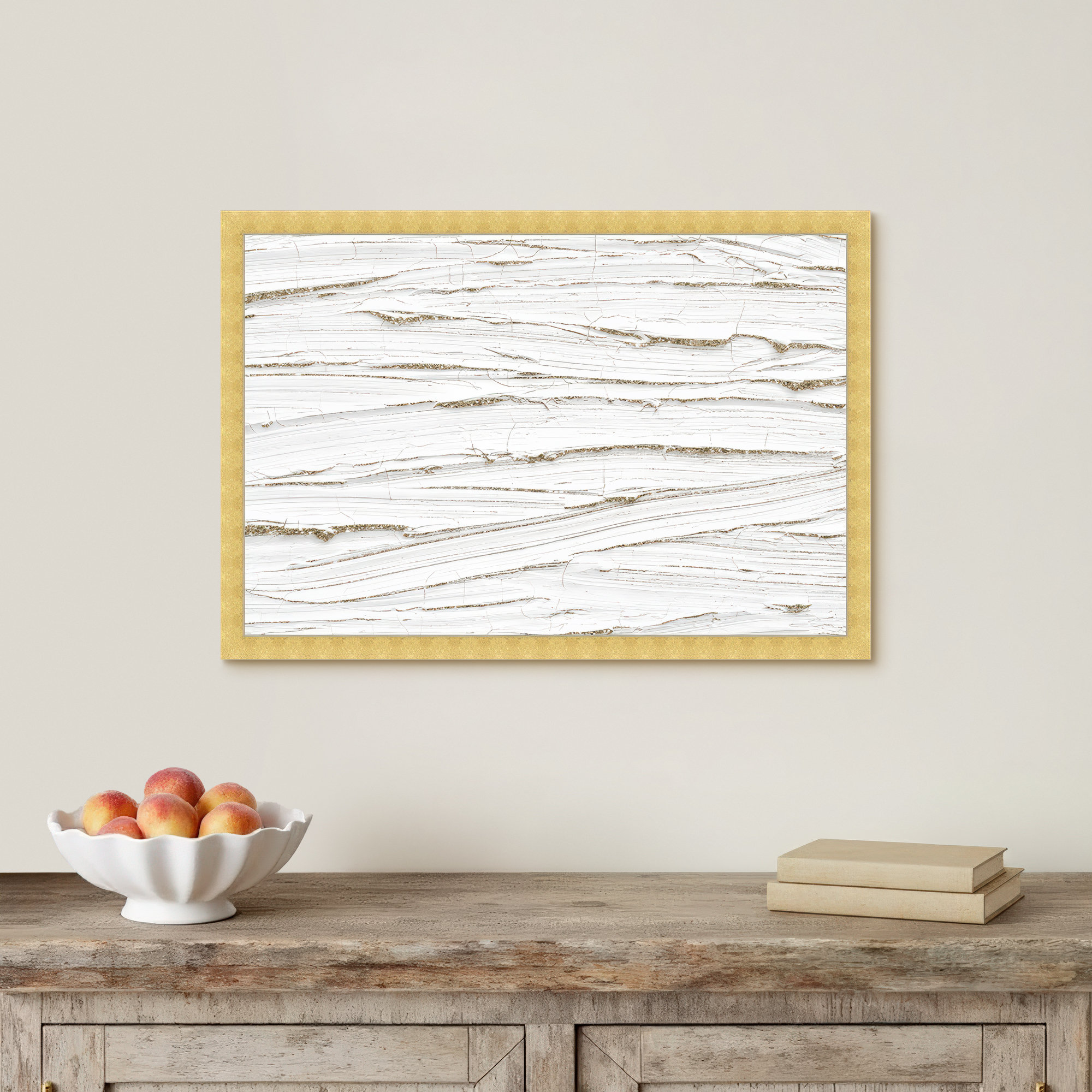 White Texture by Oliver Gal, Gold, 22" H x 32" W