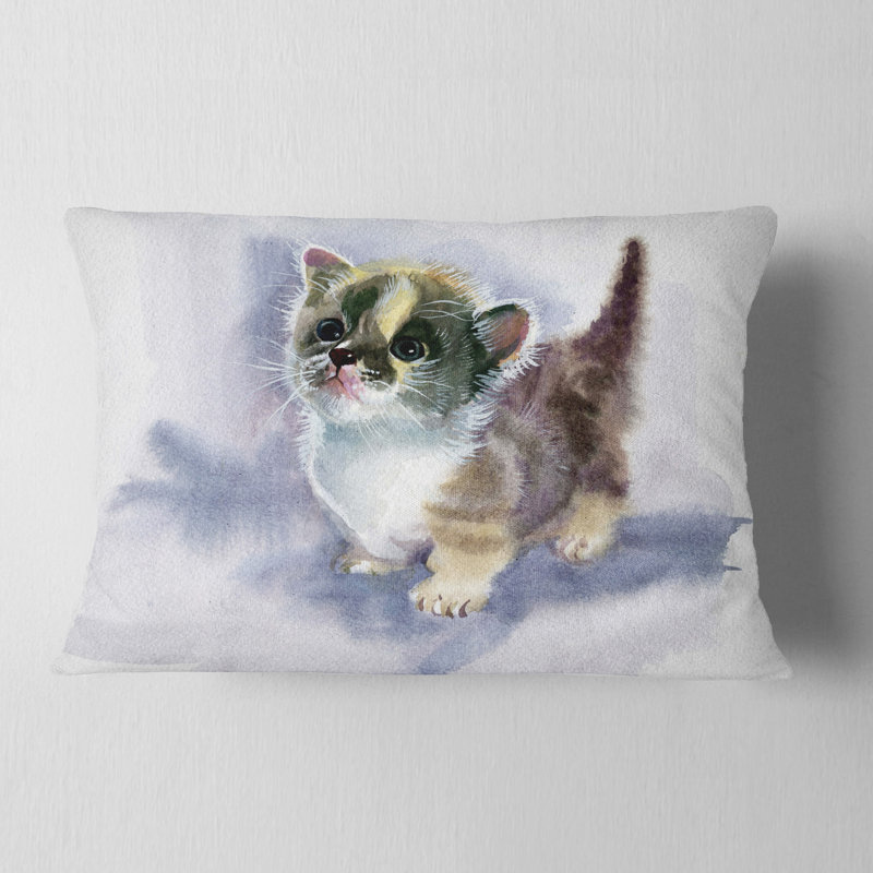 Coussin lombaire en aquarelle animal jolie chat