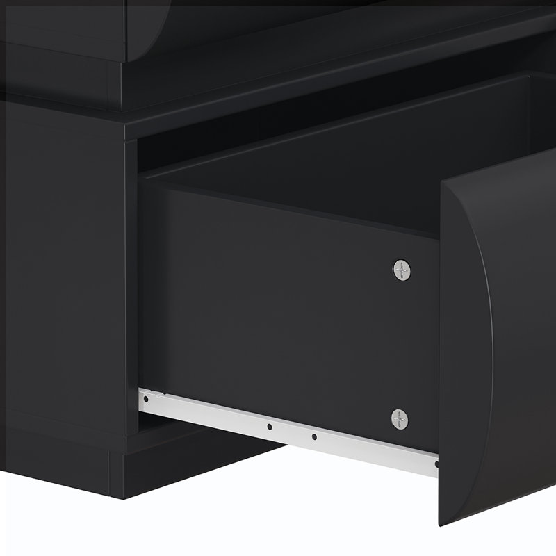 Console avec rangement large, Noir, noir, noir, noir