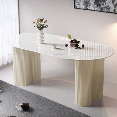 Creamy Style Rock Plate Dining Table