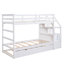 Lit superposé Twintwin avec lit gigogne et 3 escaliers de rangement blancs - Offre un arrangement de sommeil confortable et pratique pour des matériaux de qualité pour une utilisation à long terme dans une chambre à coucher