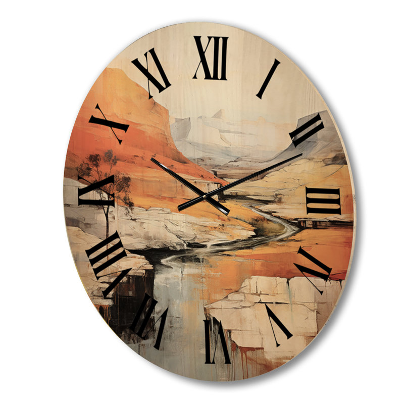 Bold Landscape Canyon Desert III - Landscapes Oversized Wood Wall Clock, Petit