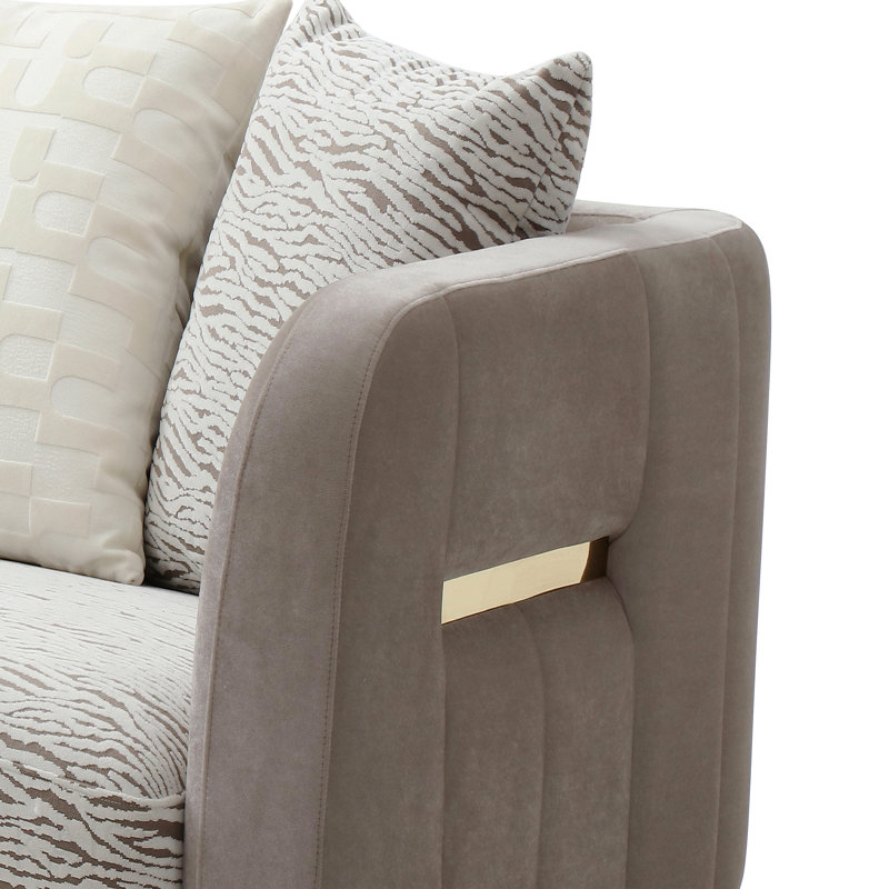 Causeuse, brun / beige clair, 30" H x 66" W x 35" D