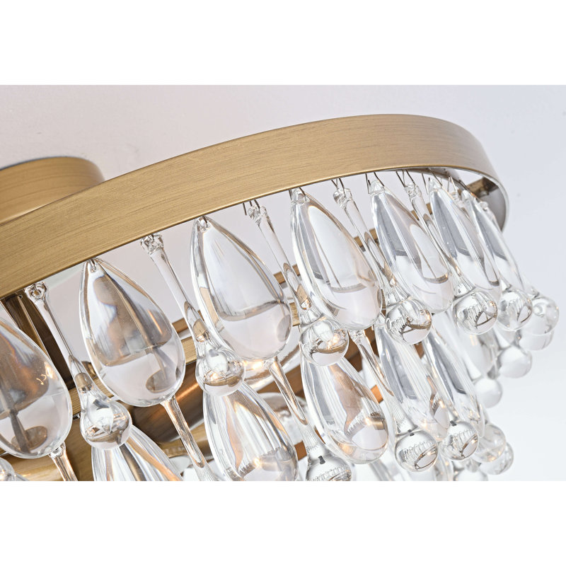Kacelyn 4-light 18" Brushed Brass Crystal Teardrop Round Flush Mount 