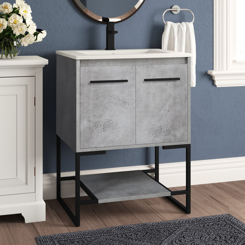 Ensemble de meuble-lavabo simple 24 po Gerard, Gris béton