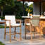 Set Of 2 Outdoor Bar Stools Chair With Backrest Arm And Webbing Seat