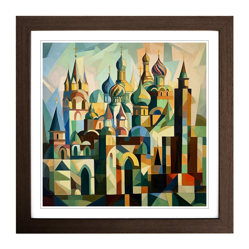 Moscow Kremlin Cubism - Framed Print, Walnut