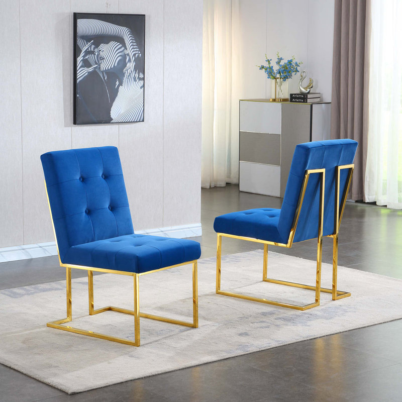 Chaise de salle à manger, Blanc, Doré