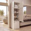 Armoire de cuisine autoportante OMCMUU de 180 cm de hauteur, 40 cm L x 40 cm P x 180 cm H, placard de rangement étroit avec 3 portes et étagères intérieures réglables, idéale pour ranger les aliments dans la cuisine ou la salle à manger, finis blanc et noyer, trousse anti-basculement incluse-1811190745