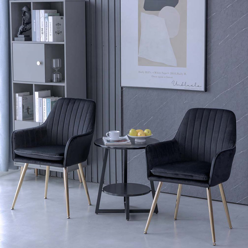 Chaises d'appoint avec pieds en métal, Noir