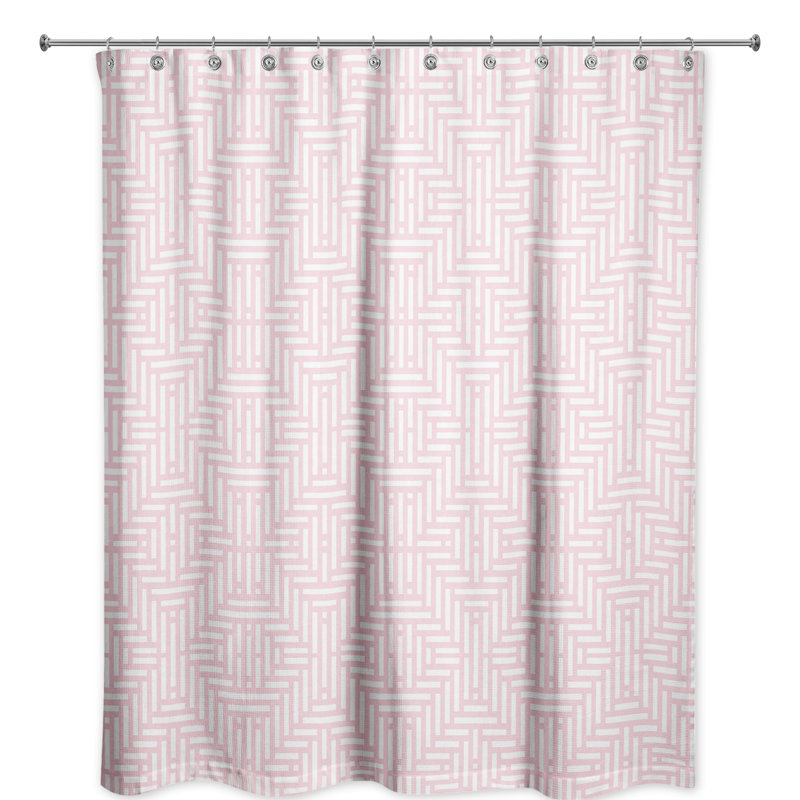 Rideau de douche simple géométrique Travers, Rosé