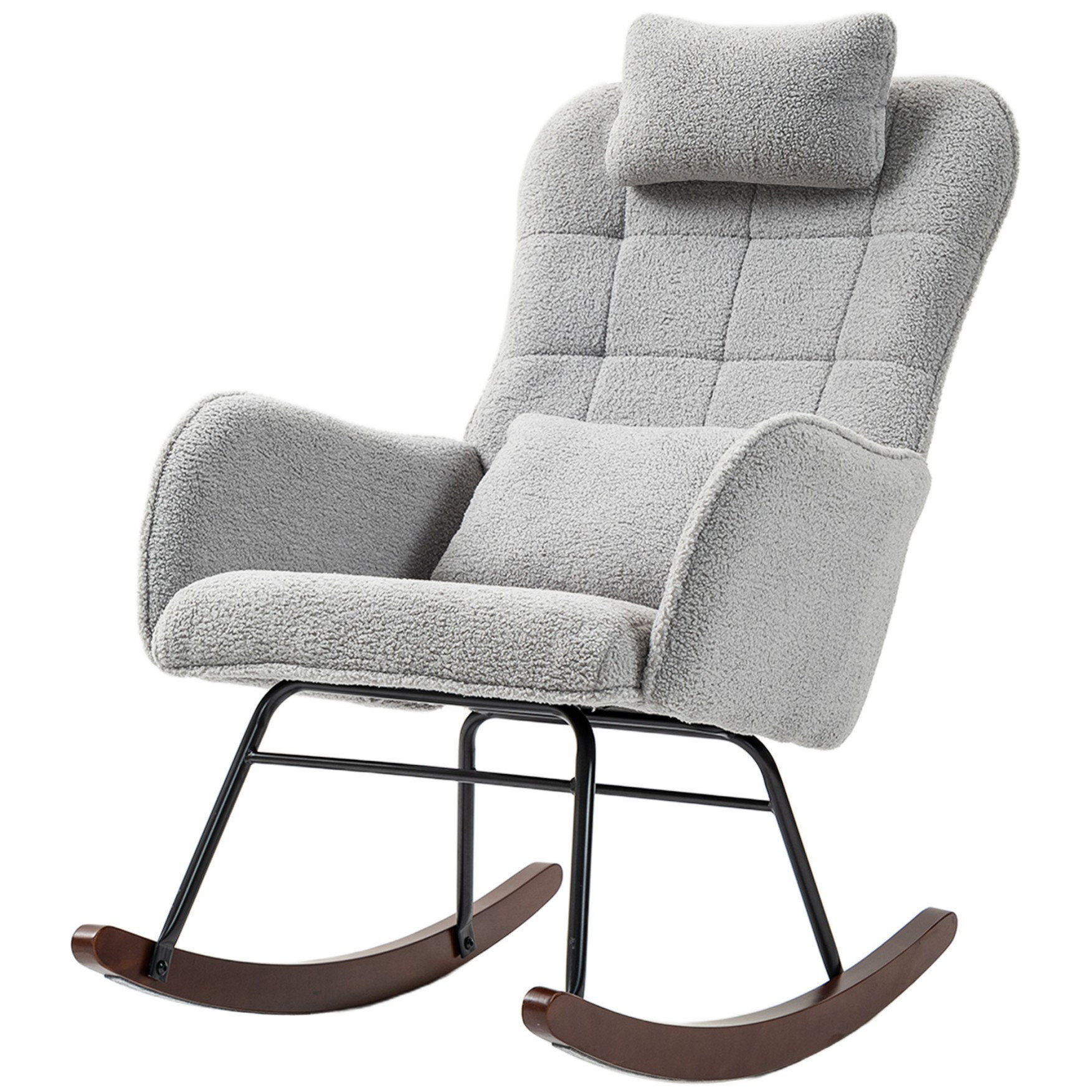 George Oliver Modern Decorative Rocking Chair with Headrest and Wood ...