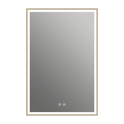 Eden 24" x 36" Rectangular LED Wall Mounted Mirror with Aluminum Frame, Defogger, Adjustable Temperature & Brightness - Brushed Bronze