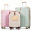 Ensemble de valises de voyage en ABS de qualité supérieure, ensemble de valises à verrou TSA 3 pièces avec des tailles de 20, 24 et 28 pouces avec des roues pivotantes à 360 °, Macaron