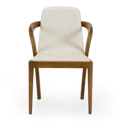 Chaise rembourrée en bois massif Downham de couleur crème