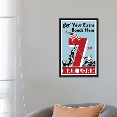 «Vintage War Propaganda Affiche of Soldes Raising the American Flag», affiche vintage sur toile