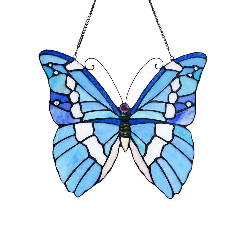 Panneau de vitrail papillon