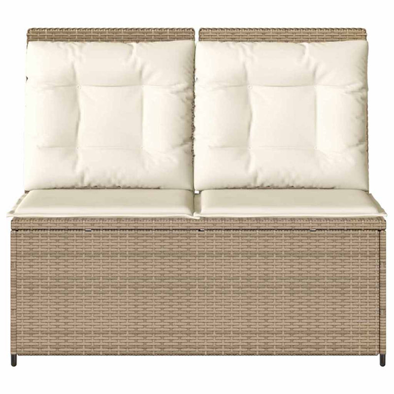 Poly Rattan Outdoor Bench, Cream, Beige