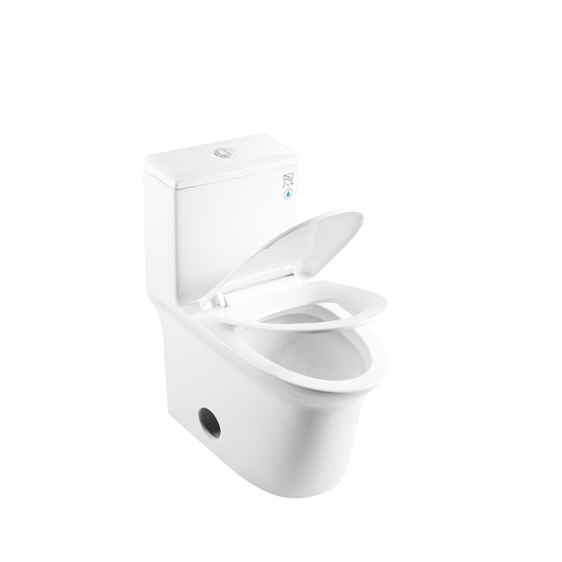 1.1/1.6 Toilet, Ceramic, 15.55 In Comfort Height, White, Soft Close Seat, & One Height Flushing, And