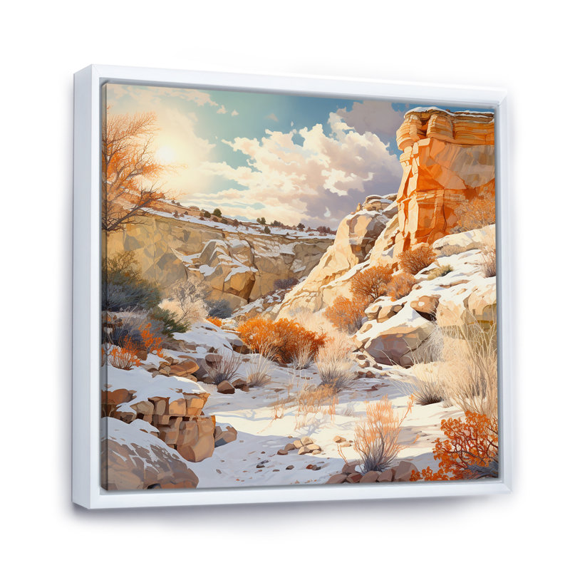 Canyon Winter Scenery sur toile, H 36 po x l 36 po x P 1,5 po, Cadre flottant blanc