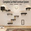 Ensemble de mobilier mural pour chat KVIDA 10 pièces, comprenant des étagères murales verticales, un arbre à chat, des plateformes, des griffoirs en sisal et des marches pour chats d'intérieur, gris foncé