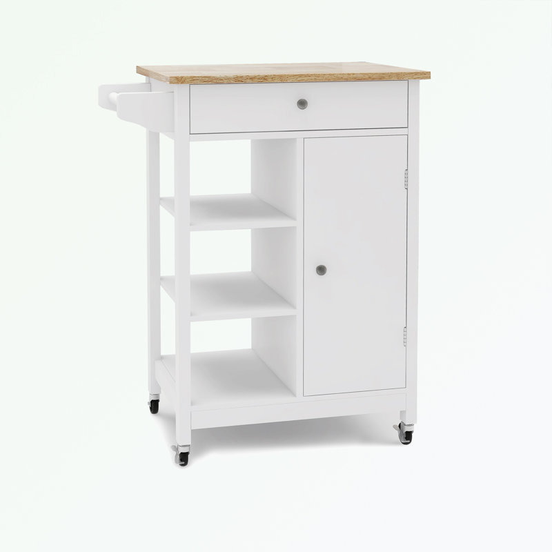 Caprece 22.4'' Wide Rolling Kitchen Island, Kitchen Cart with Towel Rack,island,coffee cart, Solid Wood