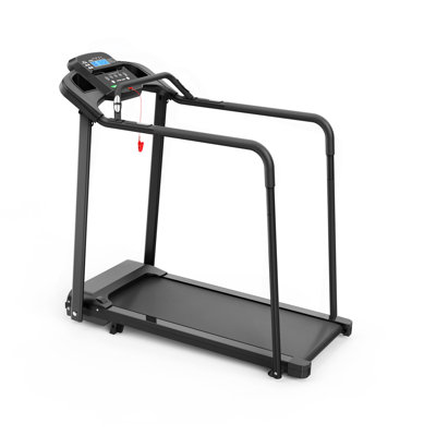 Walking Pad Treadmill for Senior, Foldable Exercise Treadmill with Stable and Safe Structural Design, Large LED Display for Elderly, Long Handrail for Balance, 300 Lbs Capacity