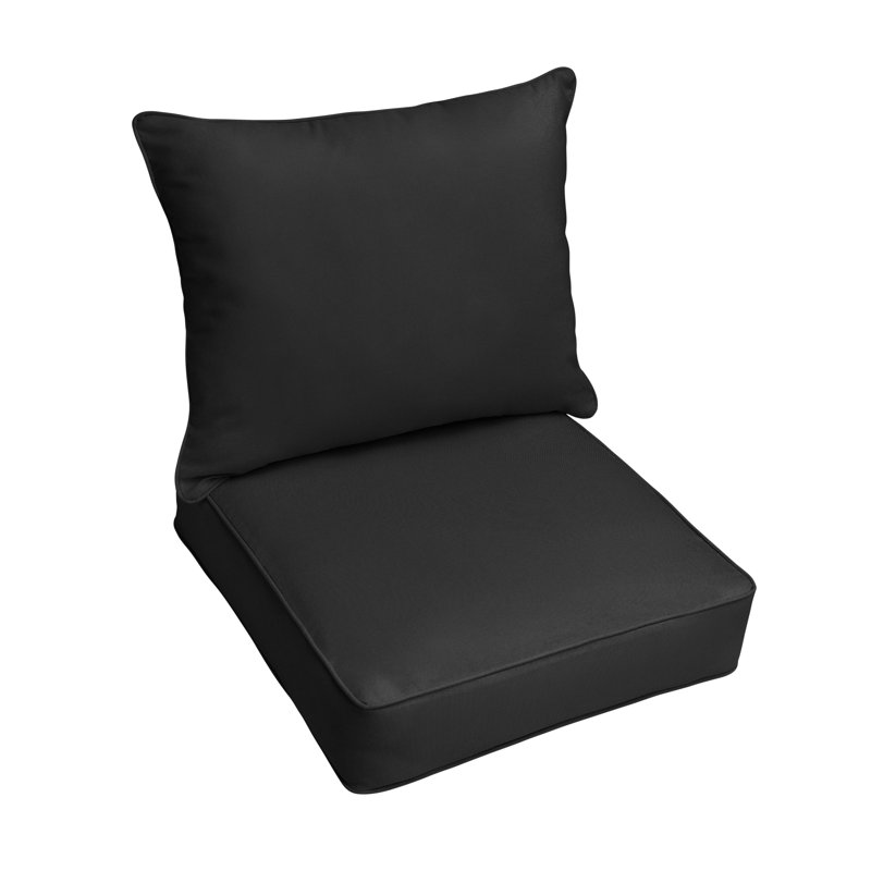 Sunbrella Outdoor  Corded Deep Seating Pillow and Cushion Set, 30" W x 27" D, Sunbrella - Canvas Black