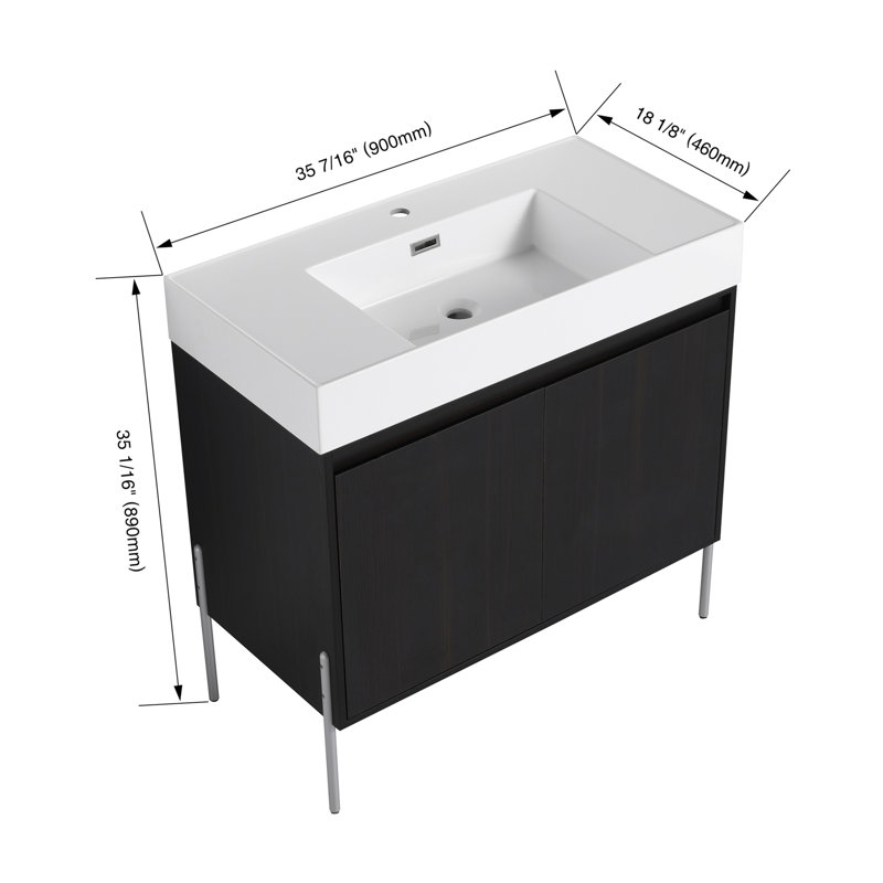 Meuble-lavabo autoportant avec lavabo en résine