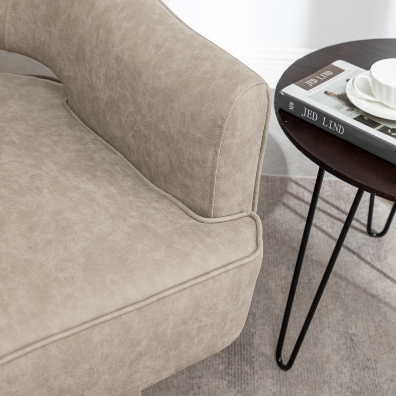 Fauteuil demi-tonneau pivotant de 28 po Kenzlee, Polyester abricot foncé