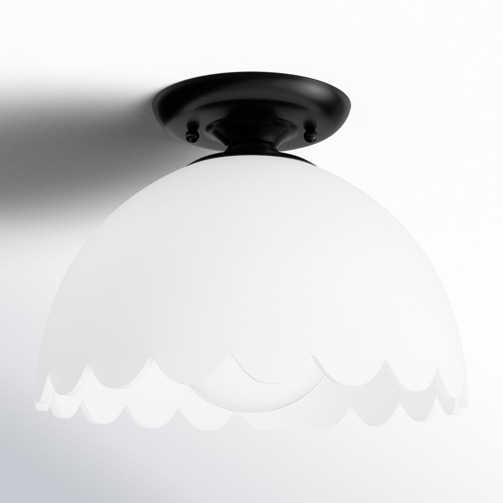 Filomela Single Light Glass Semi Flush Mount, Matte Black