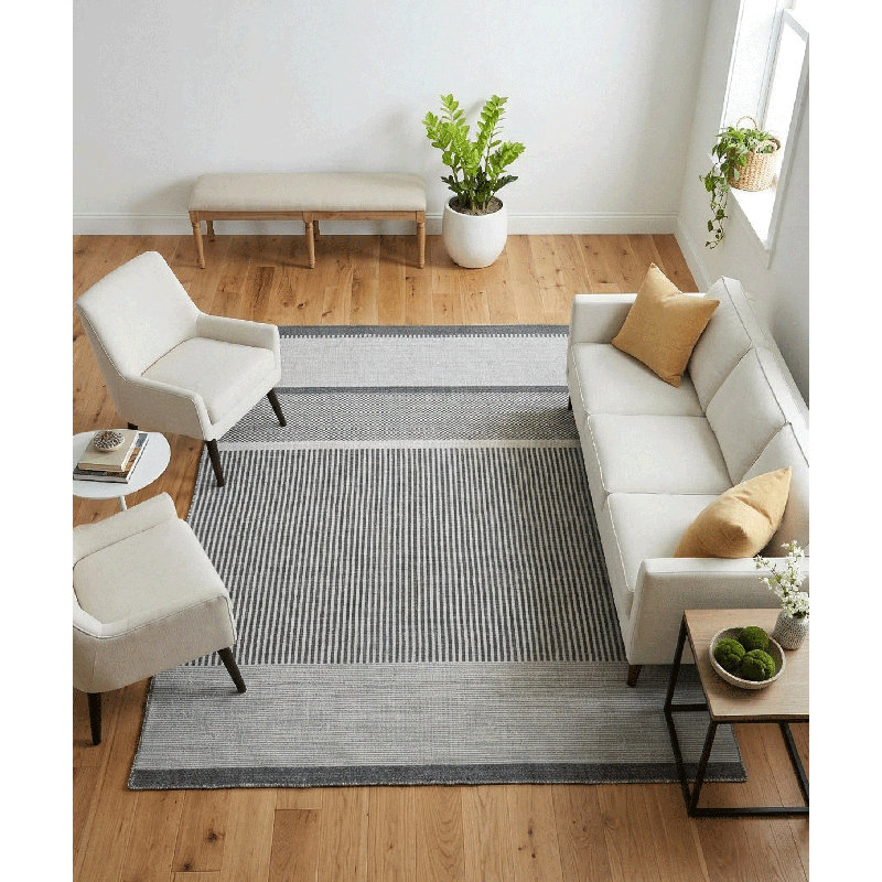 Tapis rectangulaire Meraki 01 en argent / gris, Rectangle 8 pi x 10 pi