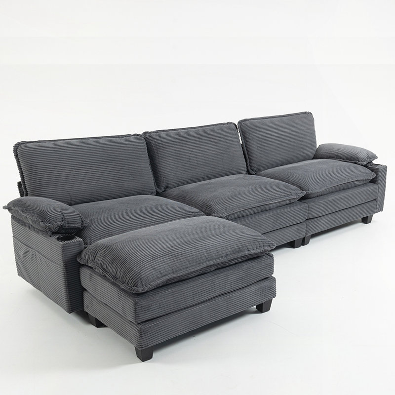 Confortable canapé en éponge haute résilience 35D avec structure en bois composite et massif, parfait pour un soutien durable et la stabilité.