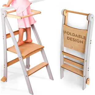 Échelle d'apprentissage en bois Montessori, échelle compacte, tabouret pour enfants, échelle pliante pour enfants (Ensemble de 35)