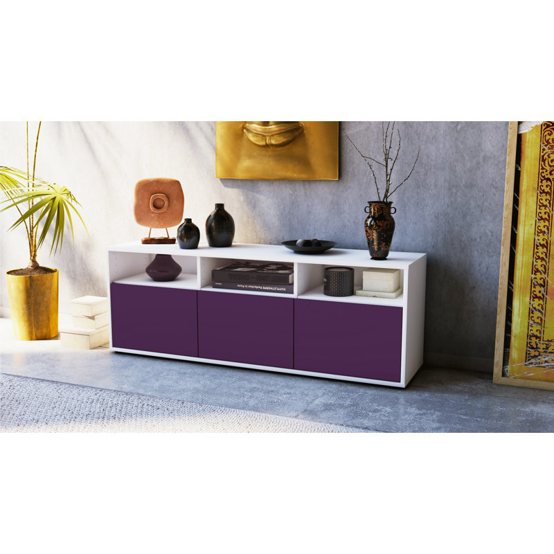 Wylie Unfinished TV Stand, Purple / Matte White