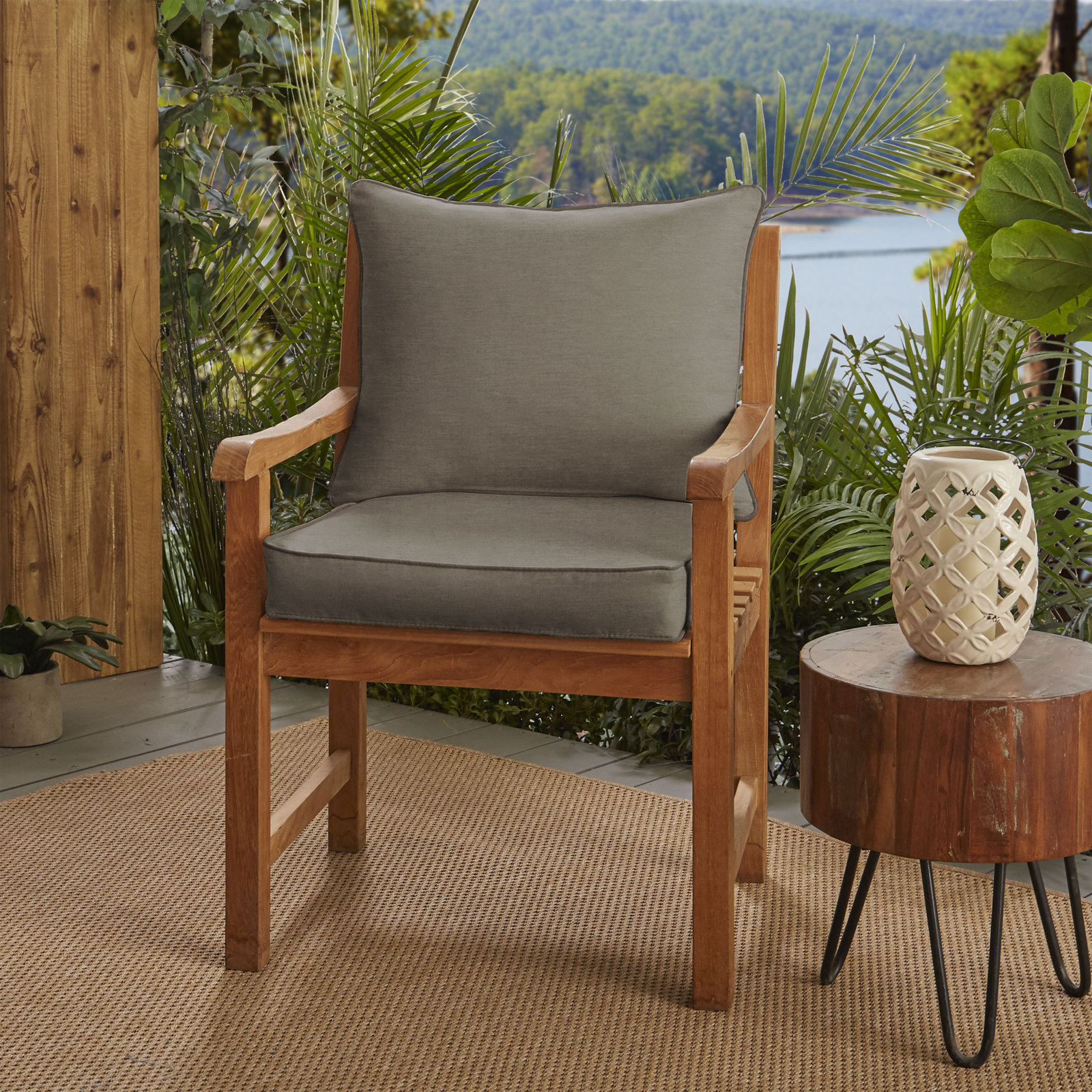 Warrick Sunbrella Outdoor Lounge Chair, Canvas Taupe Sunbrella® Canvas, 5" H x 25" W x 25" D