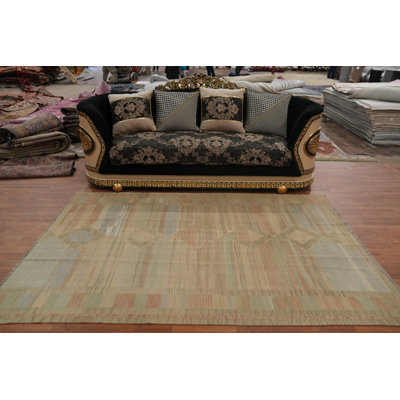 Tapis géométrique à tissage plat kilim 5 x 8