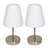 Amandev Simple Designs Sand Nickel Mini Basic Table Lamp with Tapered Fabric Shade-727904198