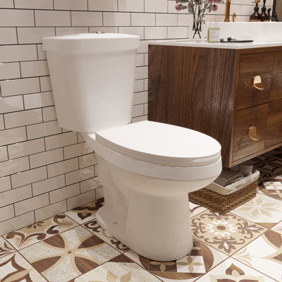 Dynasty Elongated Two-Piece Toilets for Bathrooms, ADA Height 17.5" Comfort Chair Height Toilet Bowl With Soft Close Seat