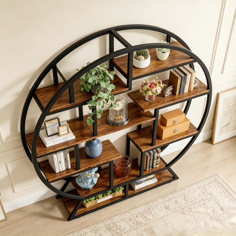 Bibliothèque ronde avec étagères