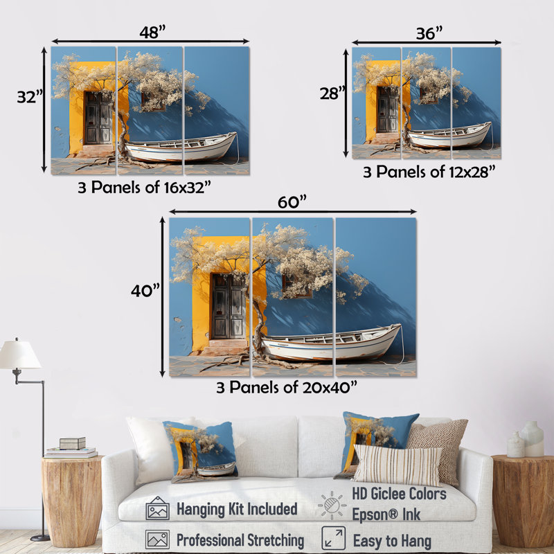 Modern Coastal Photo Scenery - Coastal Windows, ensemble d'art sur toile, H 40 po x l 60 po x P 1 po