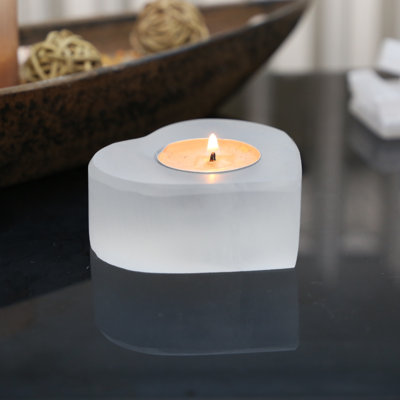 Teelichthalter aus Selenit 10 cm H Stone Floor Tealight