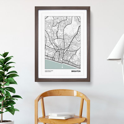 Map Brighton UK - Picture Frame Graphic Art