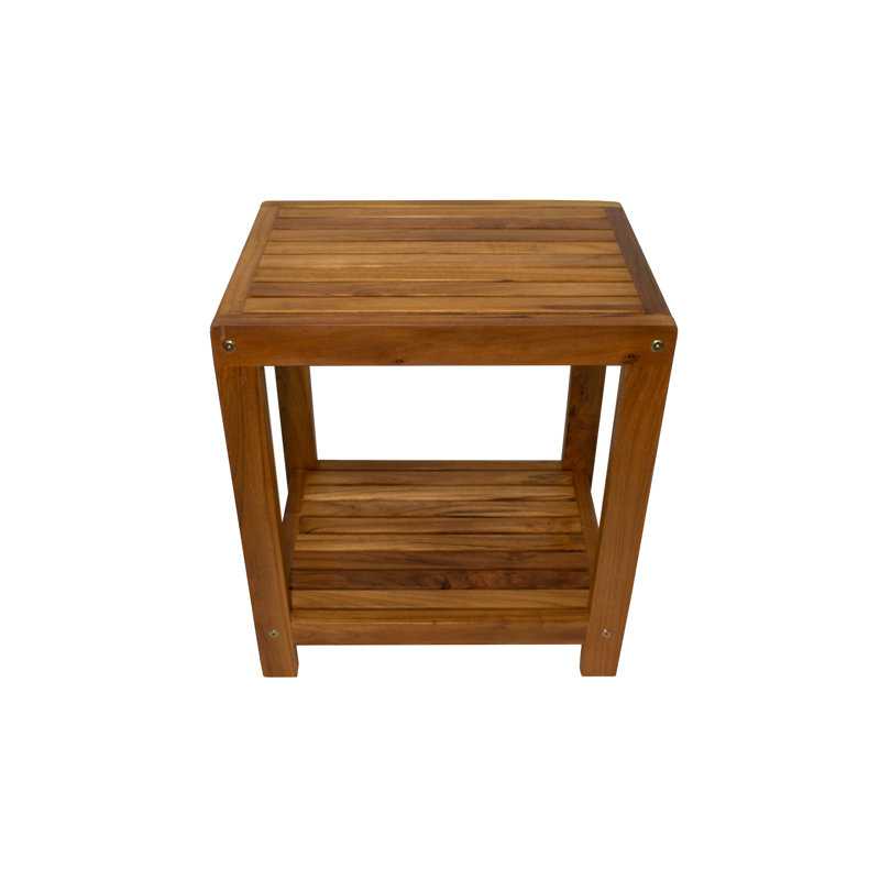 Nordic Teak 18" Natural Shower and Bath Spa Bench with Shelf