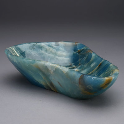 Bol en Fluorite bleu ciselé à la main en provenance d'Argentine | Décoration unique en son genre